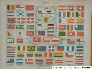 Flaggen Deutschland und Welt, Lithographie, 1875, M3