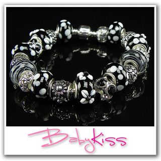 Beads Armband komplett   mit Beads, Silber Element Module, Stopper