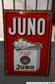 Orig.altes Emailschild gewölbt Juno Josetti Cigaretten 20/30er Jahre