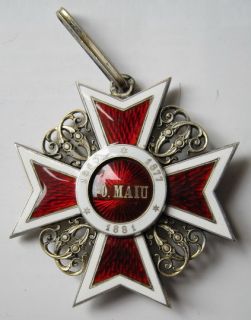 Orig. Orden der Krone von Rumänien, Kontum Kreuz, Silber mit Punze