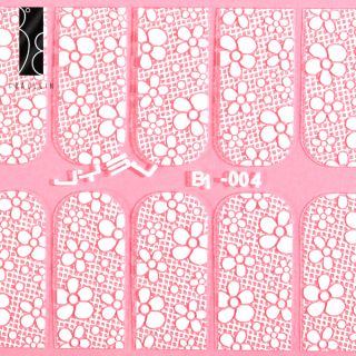 White Lace/Flower/Star FULL Tips French Nail Wraps Sticker Decel