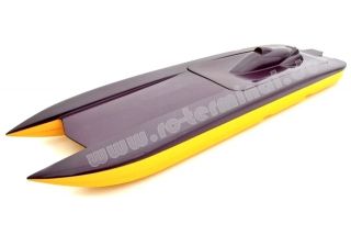 Godspeed Katamaran Rennboot GFK Rumpf Farbe Purple/Gelb Länge 820mm