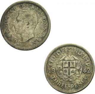 George VI. 3 Pence 1942 Three Pence Great Britain KM 848