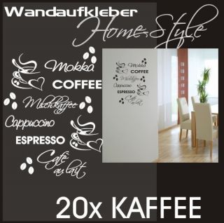 Wandaufkleber Wandtattoo Küche Bad Wohnzimmer Kaffee 20 Stück Mokka