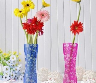 TREND 6er Set faltbare Vase Streifen Faltvase Blumenvase Tischvase PET