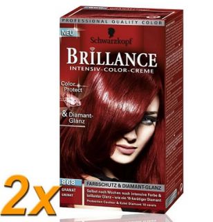 2x Brillance Intensiv Color Creme 868 Granat Rot Rottöne, 2er Pack