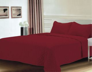 Burgundy Oversized Reversible Bedspread/Quilt Set Queen