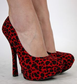 Damen Plateau High Heels Pumps Leoparden Schuhe Größe