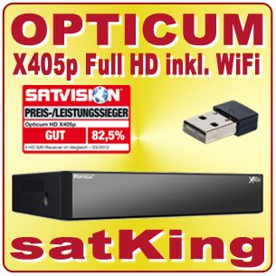Opticum X405p HD 1080p Full HDTV Sat Receiver inkl. WiFi Stick und