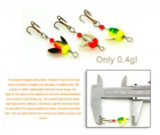 WORDENS SPIN N GLO FLY SPINNER POPPER LURE TROUT SALMON