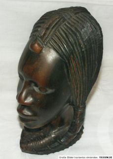 Holz Kopf Afrika Frau Mädchen Schnitzerei Figur Skulptur Ebenholz