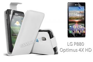 Leder Hülle Case Cover Tasche für LG P880 Optimus 4X HD + Folie