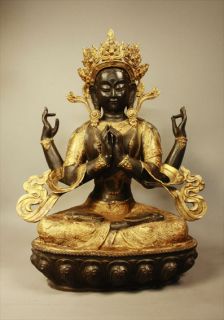 CHENREZI BUDDHA STATUE AUS BRONZE/MESSING TIBET ASIATIKA BUDDHISMUS
