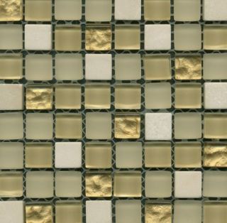 Mosaik Mix CRYSTAL Marmor 1,5 x 1,5 cm weiß matt gold XCM M910
