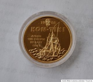 100 Dollars Gold PP 1988 Floß Kon Tiki mit Zertifikat (923)