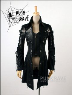 UNISEX gothic punk visual kei JApan man made leather coat jacket