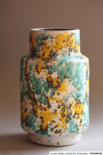 OP POP ART __ FAT LAVA vase __ yellow turquoise __ unique object