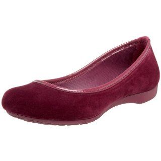 Crocs Womens Lily Winter Velvet Ballet Flat,Plum/Plum,4 M US Shoes