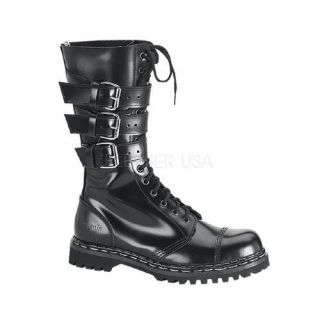 shoes display on website 14 eyelets 3 strap s t calf boot black
