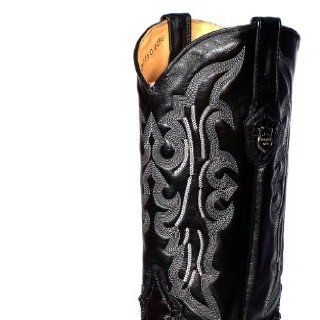 Mens Cowboy Boots Western Fashion Leather Python Black Semi Round J