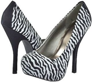 Qupid Onyx  13X Black White Zebra Women Platform Pumps, 11 M US Shoes