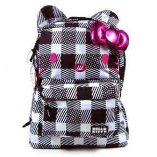Hello Kitty Sanrio Black & White Plaid Print Bag Backpack