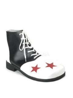  White And Black Star Circus Clown Costume Shoes   1 Clothing