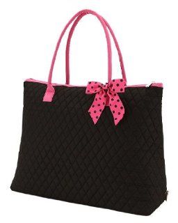 Extra Large Quilted Solid Pattern Tote Handbag (Black/Fuchsia) Shoes