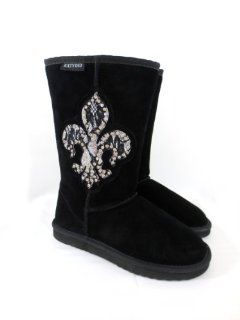 Cowgirl Bling Fleur De Lis Black Suede Leather Katydid Boots 7 Shoes