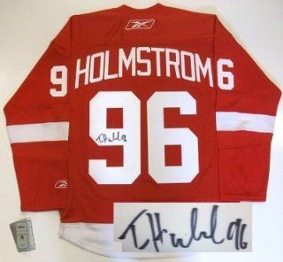 Tomas Holmstrom Autographed Jersey   Rbk Sports