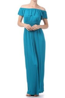 Womens Off the shoulder maxi dress with smocked waist and