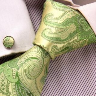 Green Paisley Necktie, Cufflinks Box Set Father Day Gift