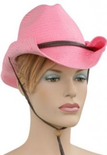 Womnes Pink Rolled Brim Cowgirl Costume Hat Clothing