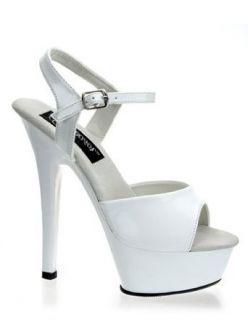 Sexy White 6 Inch High Heel Platform Sandal   8 Clothing