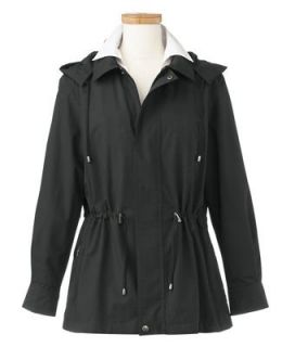TravelSmith Womens Anorak Rain Jacket Black Large Petite