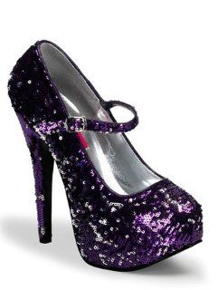 Purple Sequin Platform High Heel Pump   10 Shoes