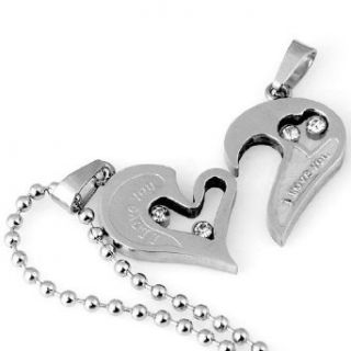 Couple Stainless Steel Necklace Silver & Silver Pendant I