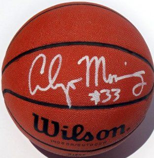 ALONZO MOURNING Autographed Basketball w/COA Score Board