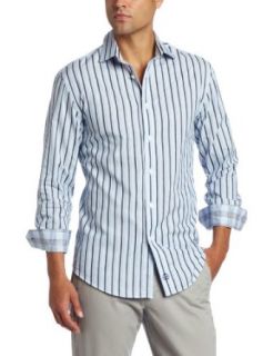 Marc New York Mens Stripe Dobby Dress Shirt, Blue, 15 32 33 Clothing