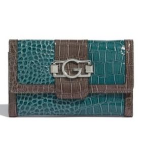 G by GUESS Gaira Checkbook Wallet, TEAL Clothing