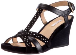  Geox Womens Iride1 Wedge Sandal,Black,39.5 EU/8 M US Shoes