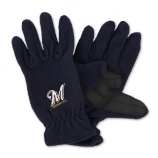 MLB Milwaukee Brewers Fleece Gloves (Navy, Mens