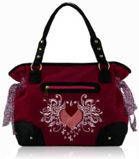 Ladies Pink Designer Heart Scarf Tote Handbag KCMODE
