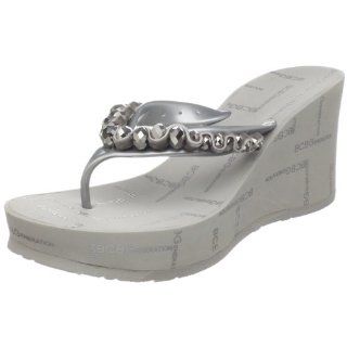  BCBGeneration Womens Saria Thong Sandal,Silver,10 M Us Shoes