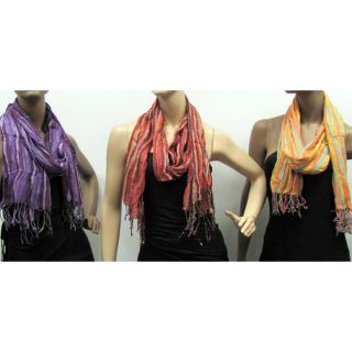 Symphony Designs Ruched Striped Scarves (Pack of 12)
