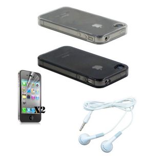 Premium Apple iPhone 4 Glossy Flexible TPU Case/ Screen Guard/ Headset