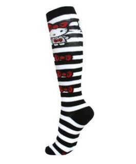 Hello Kitty Sanrio Knee High Socks   Black White Striped