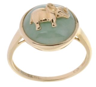 14 kt. Gold & Green Jade Elephant Ring