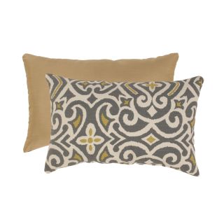 Pillow Perfect Grey /Greenish Yellow Damask Rectangular Throw Pillow