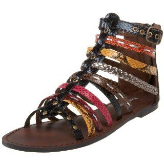  Pierre Dumas Womens Galante 4 Flat Sandal,Black,10 M US Shoes